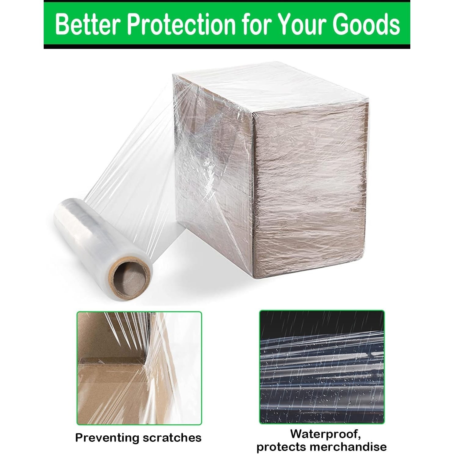 4 Rolls 18″ x 1500ft Clear Heavy Duty Pallet Shrink Stretch Wrap Film 80 Gauge