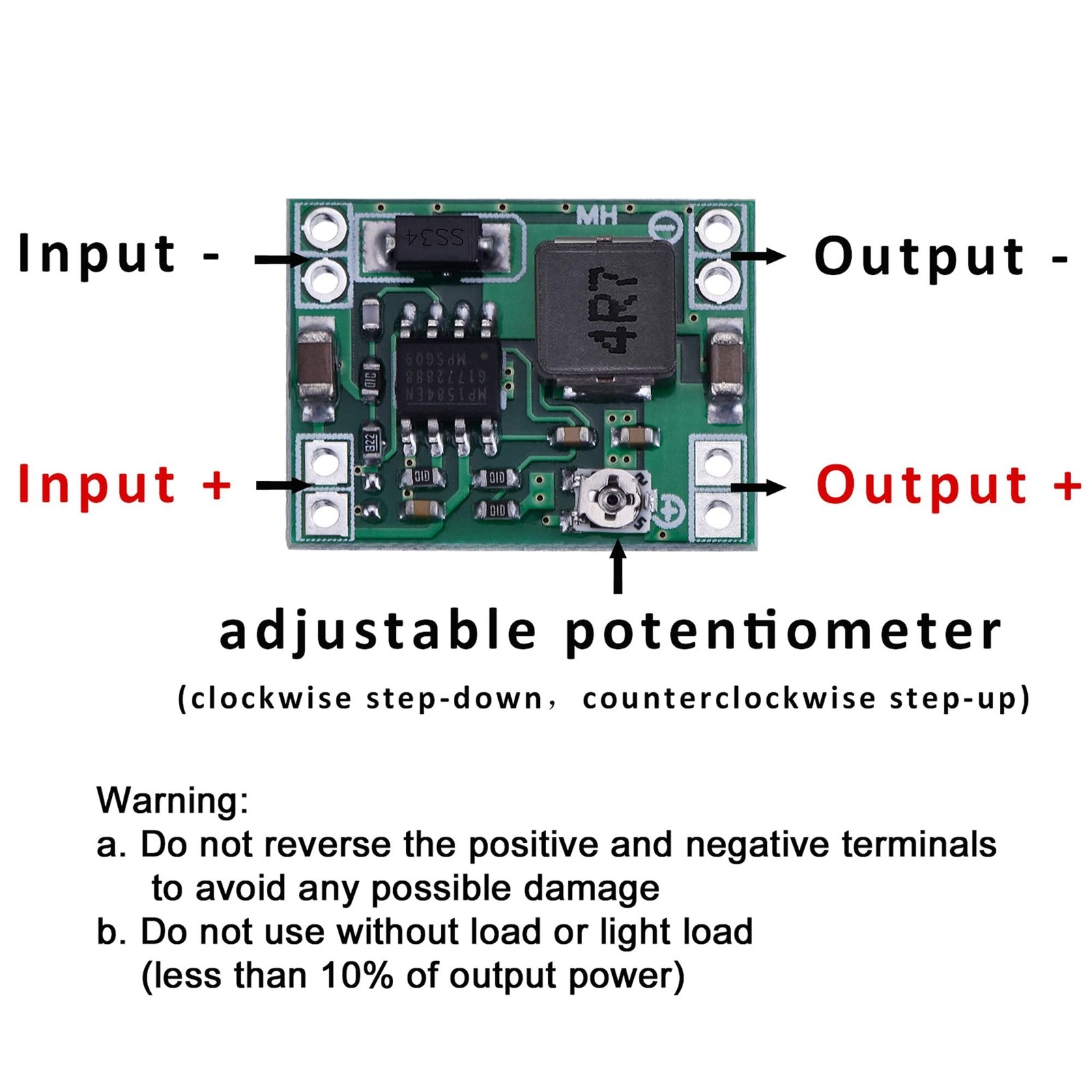 Mini MP1584EN DC-DC Buck Converter Adjustable Module 24V to 12V 9V 5V 3V 6 Pack