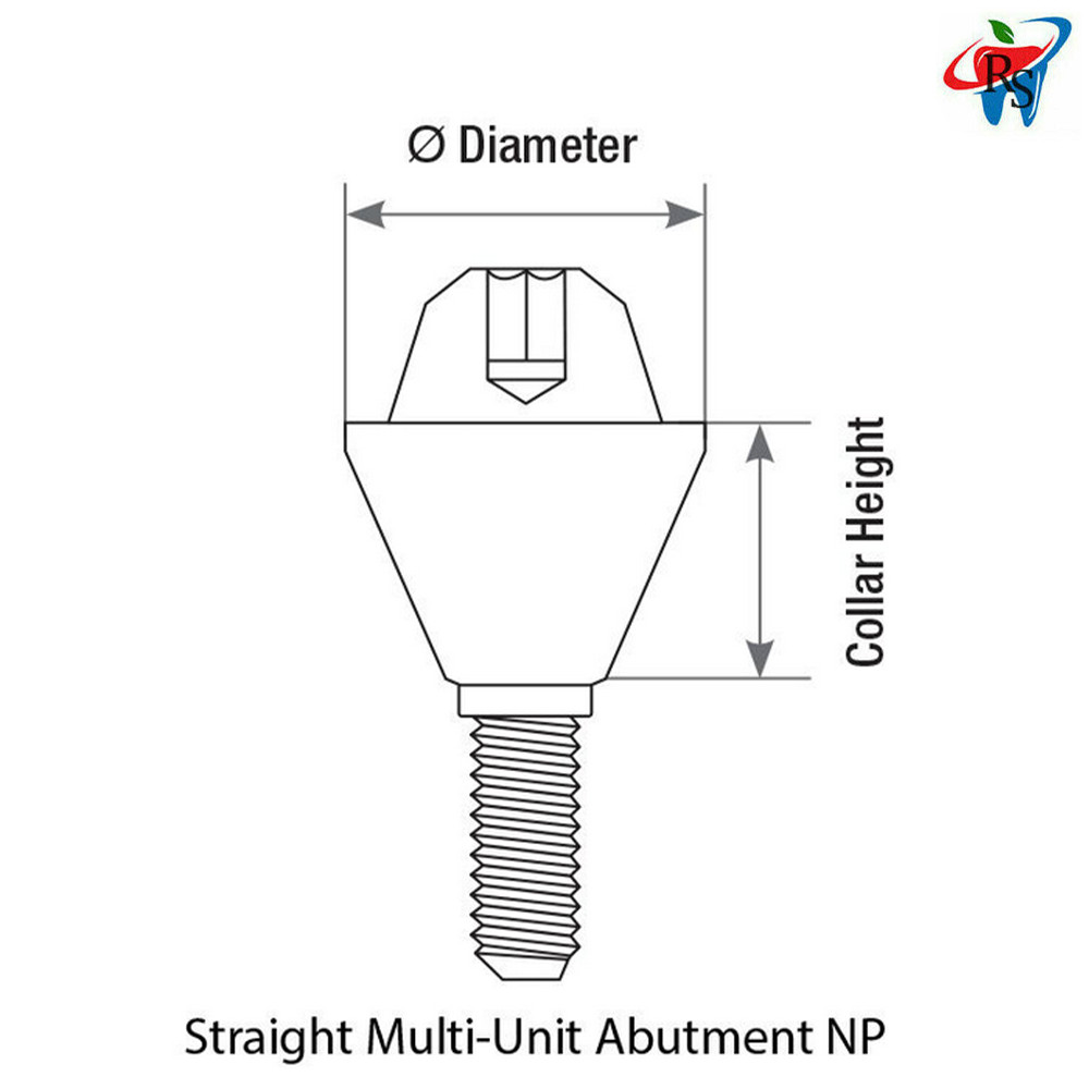 1x Set Prosthetic Straight Multi Unit 1.6 NP Conical 2.25 + Titanium Sleeve