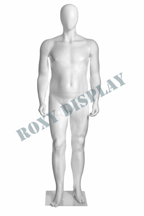 Plus Size Egghead Male Fiberglass Mannequin 6’3″ Matt White w/ Base
