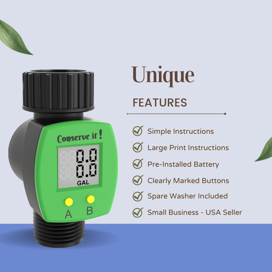 Water Flow Meter for Garden Hose for Watering or Filling RV Tank – Monitor Usage