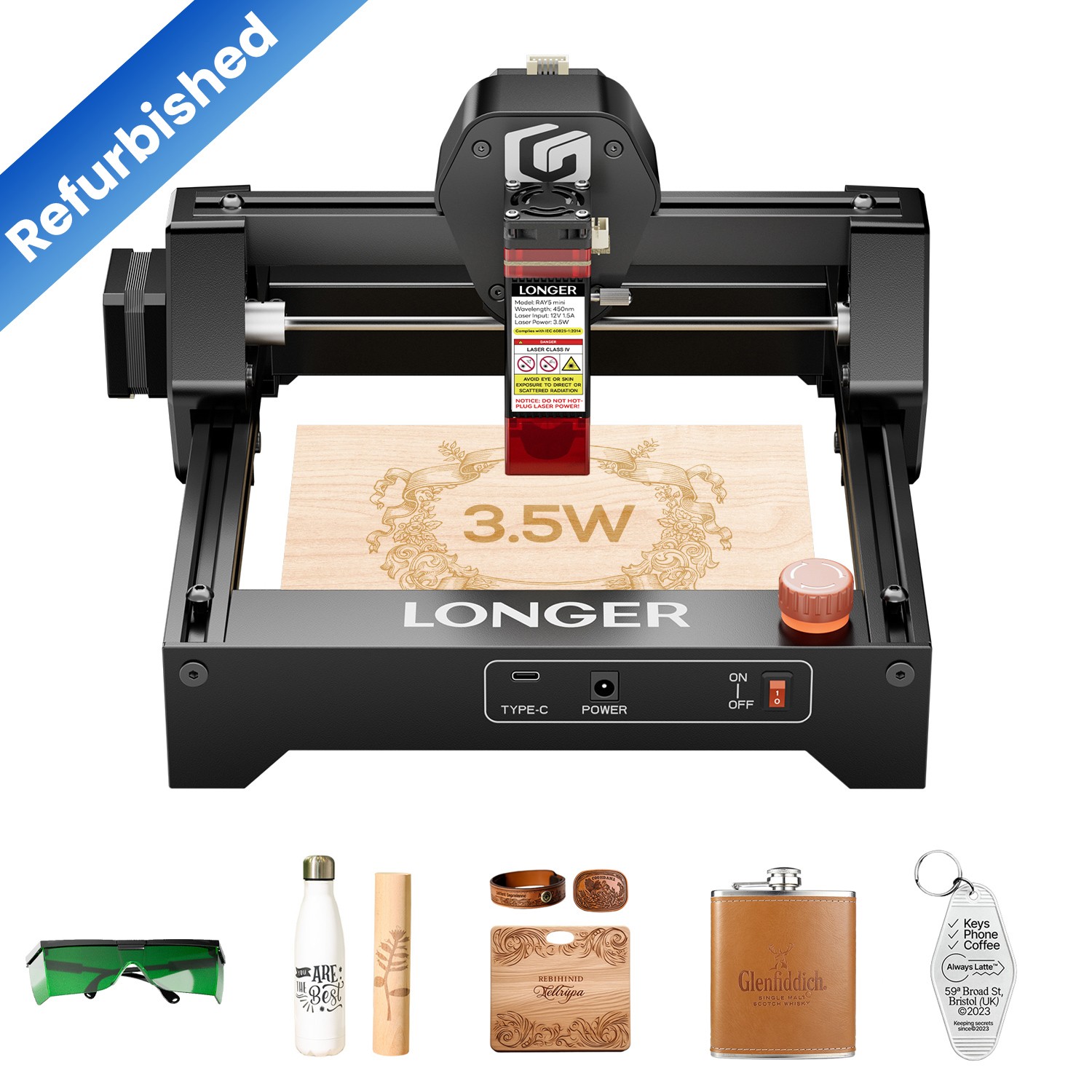 LONGER Ray5 mini 3.5W Portable Laser Engraver, Used-C 🔥 Free Honeycomb