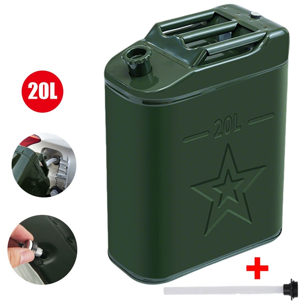 5 Gallon 20L Gasoline Army Green Jerry Can Military Metal Steel Tank Backup USA