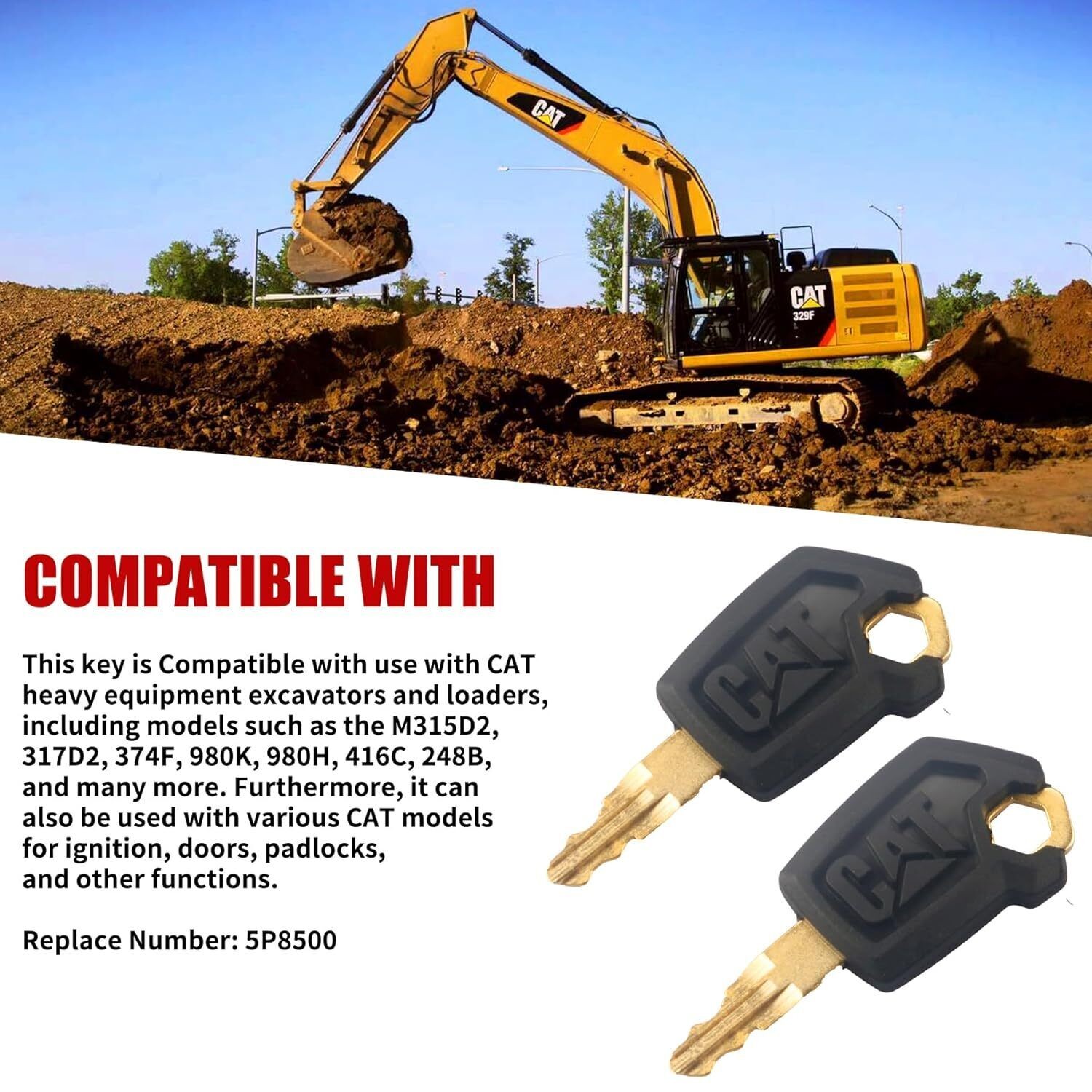 NEW 10PCS CAT Caterpillar 5P-8500 Heavy Equipment Ignition Keys 5P8500 Excavator