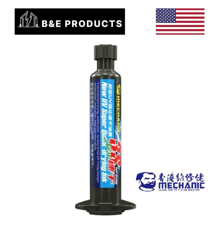 Mechanic, Fast Drying UV Solder Mask Ink, Fast Curing SU3 Blue 10cc, Pcb, Bga