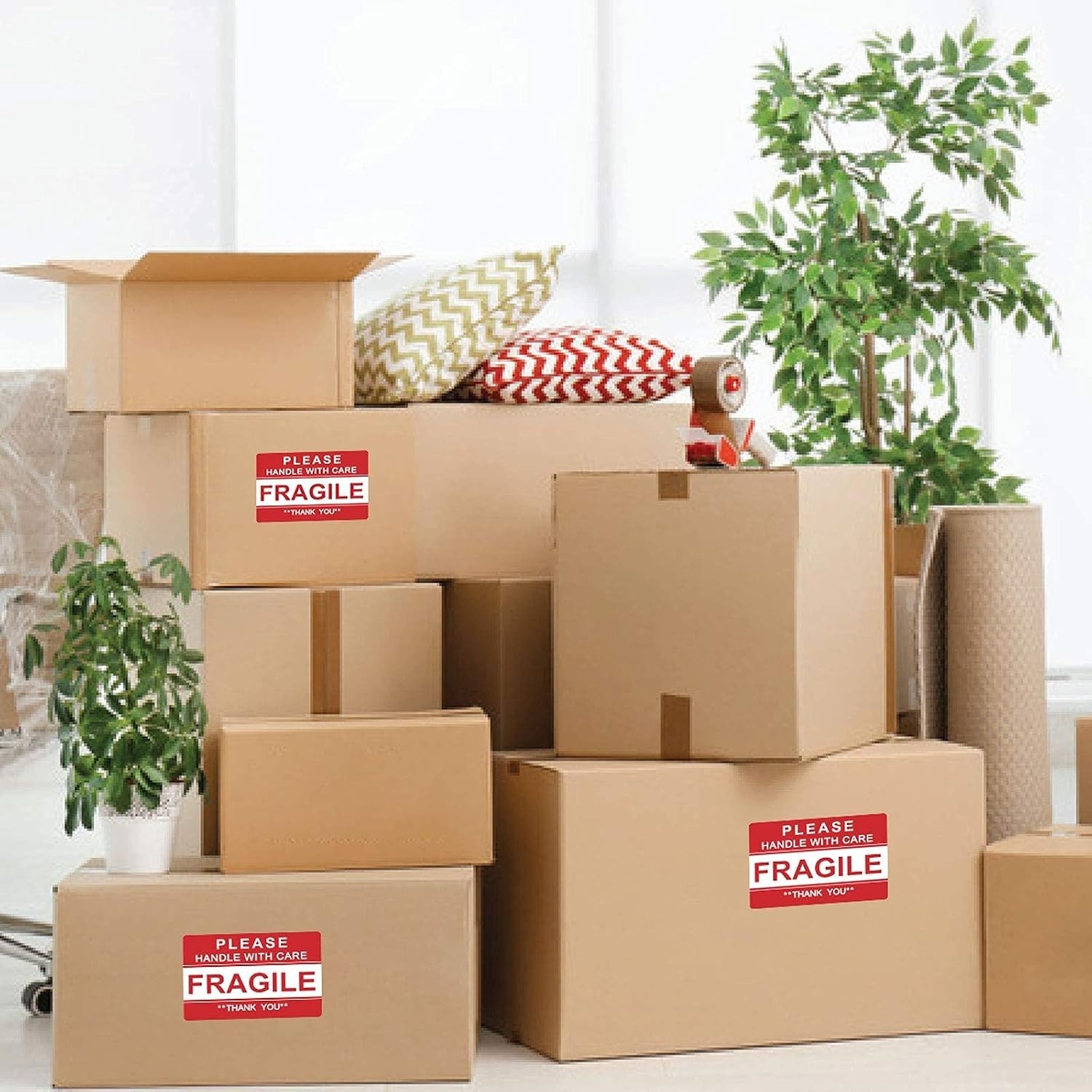 High-Quality 500 Count Fragile Labels – Red Stickers for Careful Shipping