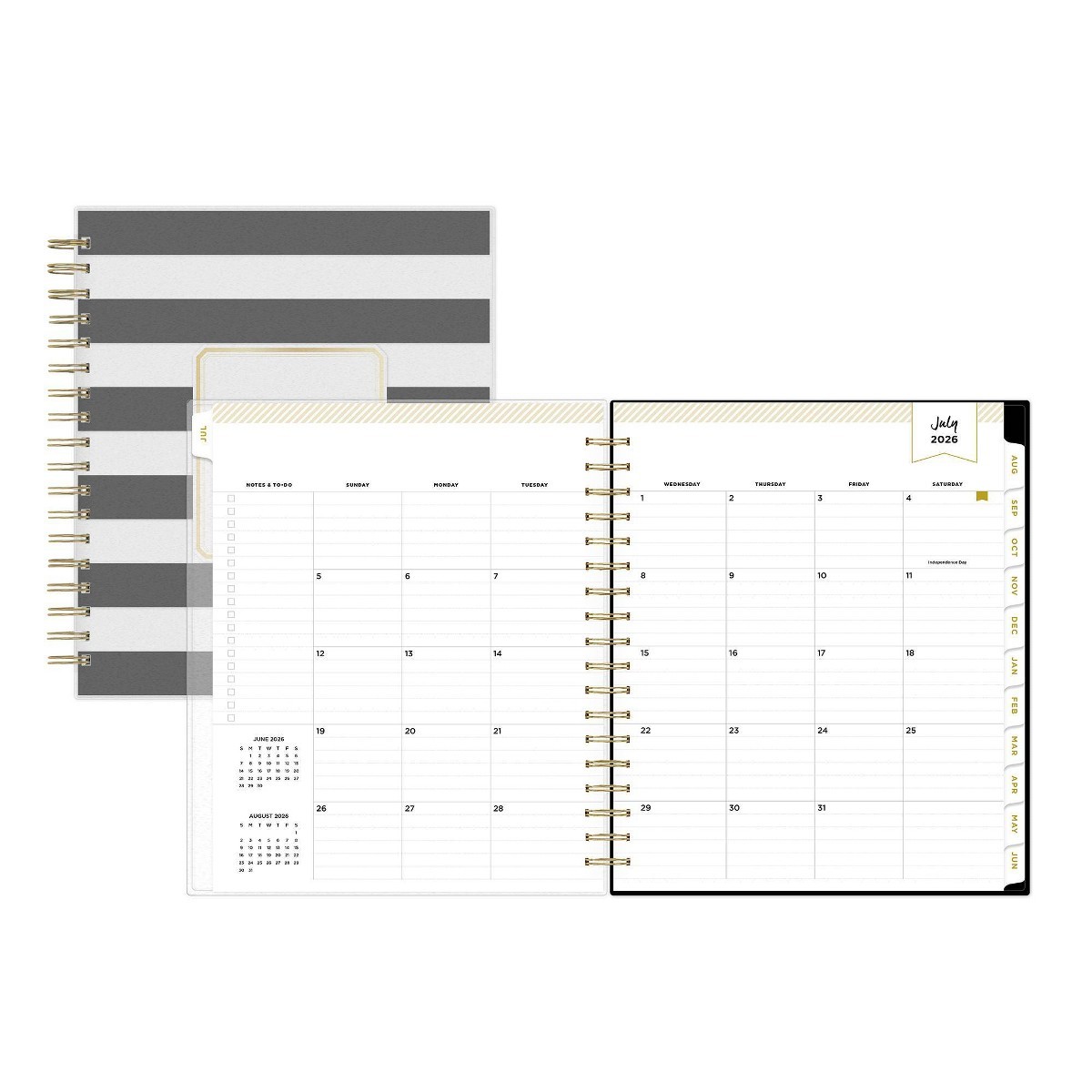 Day Designer 8″x10″2026-2027 Planner Rugby Stripe Black Frosted 27 Daily/Monthly