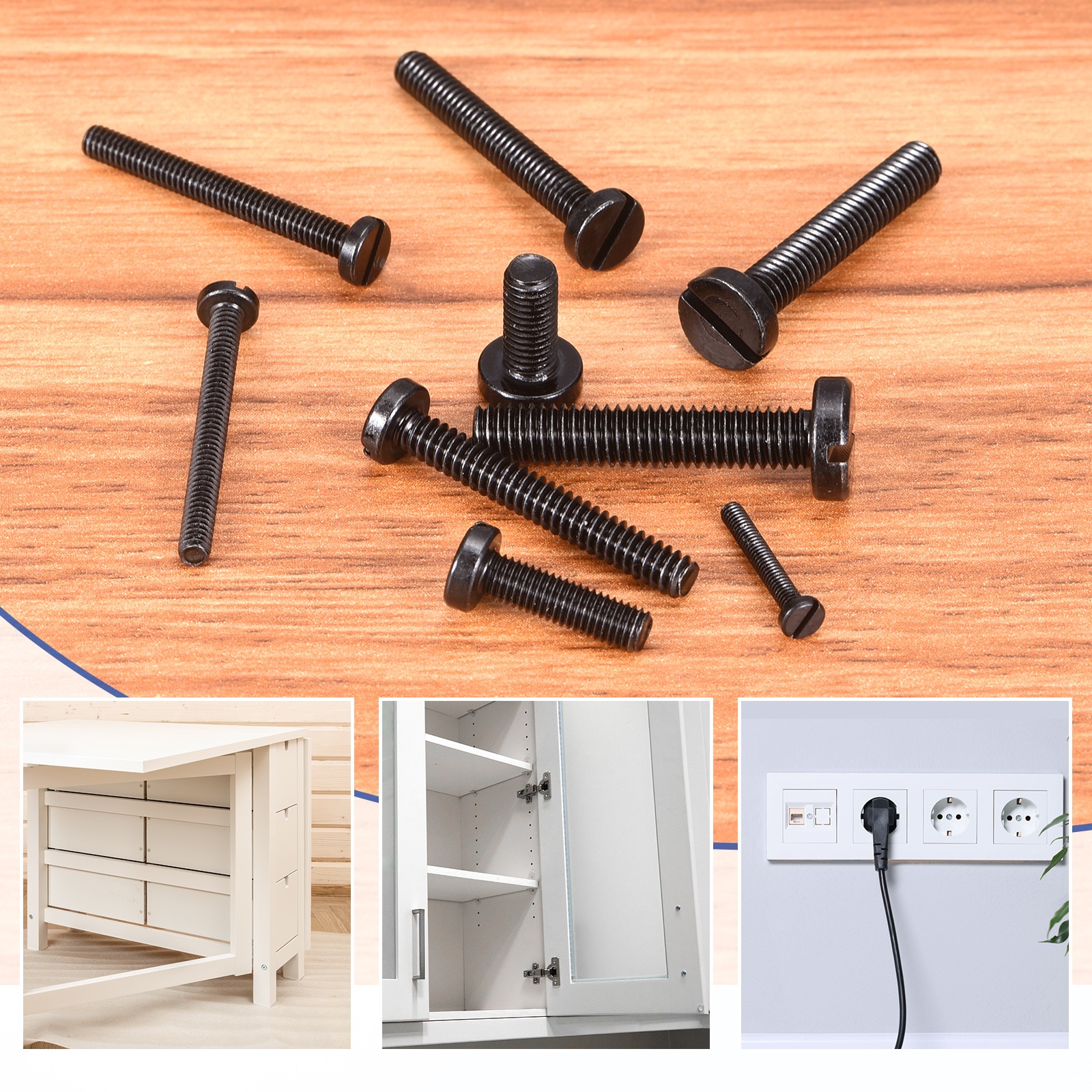 10Pcs Black Oxide Slotted Button Head Screws 8-36 x 1″ Machine Screw