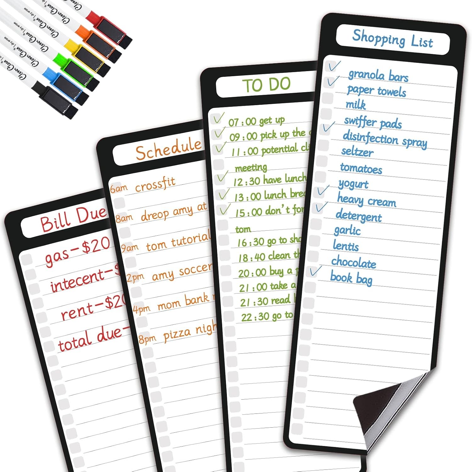 Magnetic Dry Erase List Board – 4″x12″ Multifunctional List Board for Fridge – 6