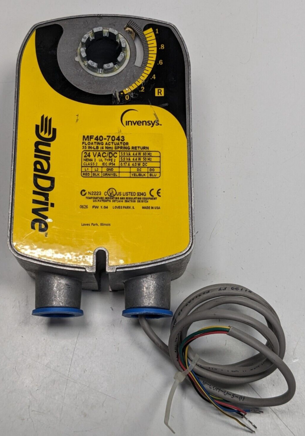 MF40-7043 Schneider Electric 24V Floating Valve Actuator 35 In lb Spring Return