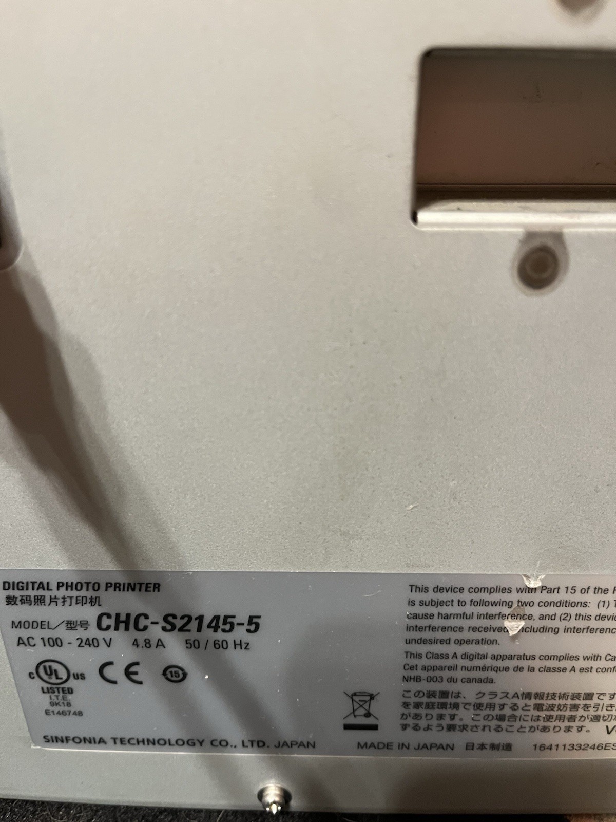SHINKO Digital Photo Printer CHC-S2145-5 Sinfonia Photo Booth Dye Sub + 2x Paper