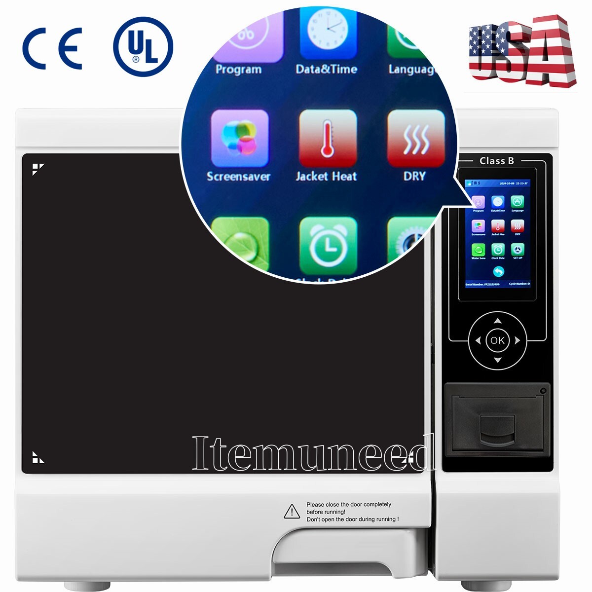 22L Class B Dental Autoclave Vacuum Pressure Steam Sterilizer Built-in Printer