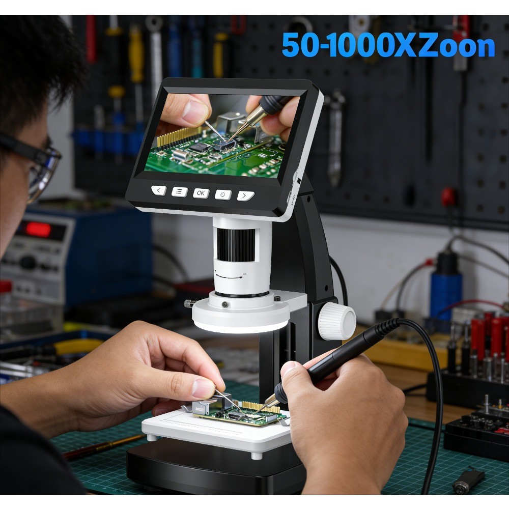 4.3″ LCD Digital Microscope 2MP 1080P HD 1000X USB PCB Coin Jewelry Repair Tool