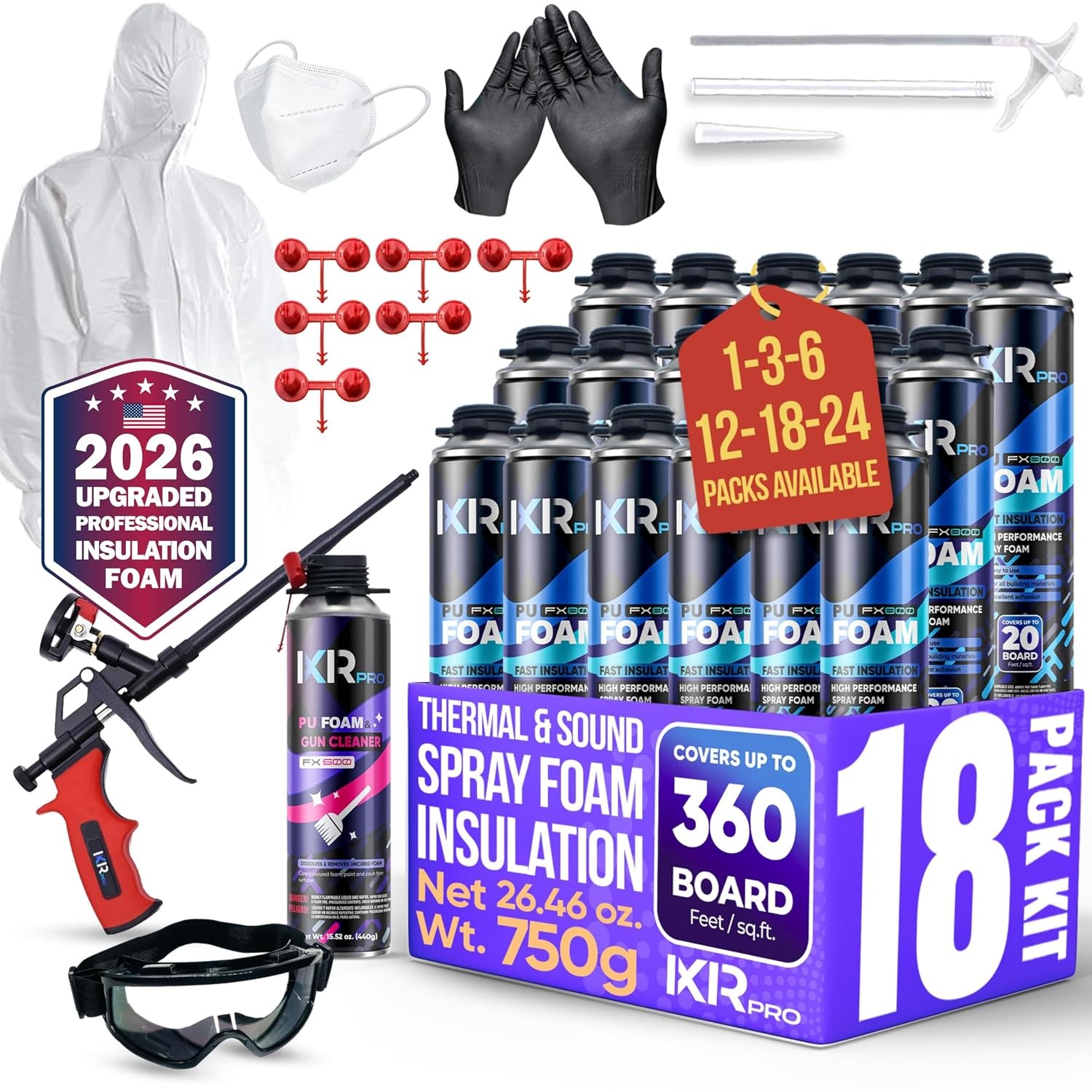 Spray Foam Insulation Kit (18PK Kit-26.46oz) Expanding Foam Sealant