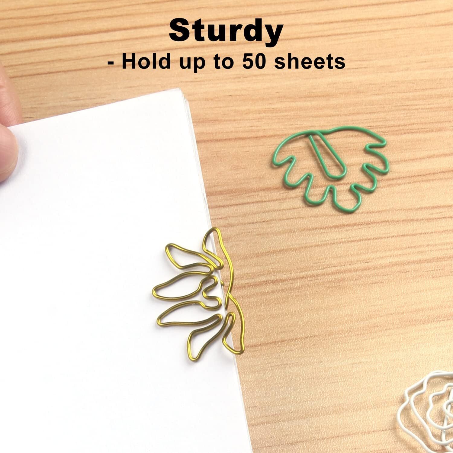 80Pcs 16 Plant Shape Paper Clips Fun Cute Bookmark Clips Metal Marking Clips New
