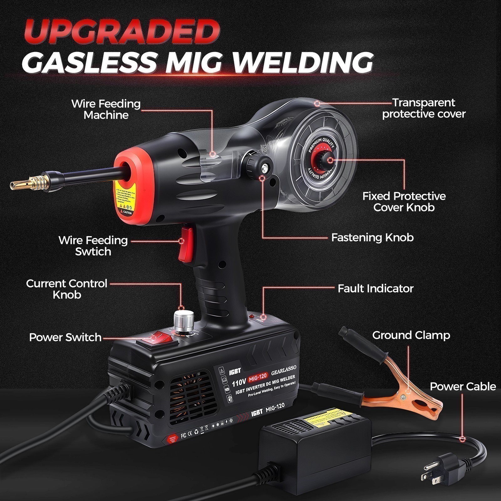Handheld 110V/120A MIG Welding Machine Gasless Flux Core Welder Easy-to Operate