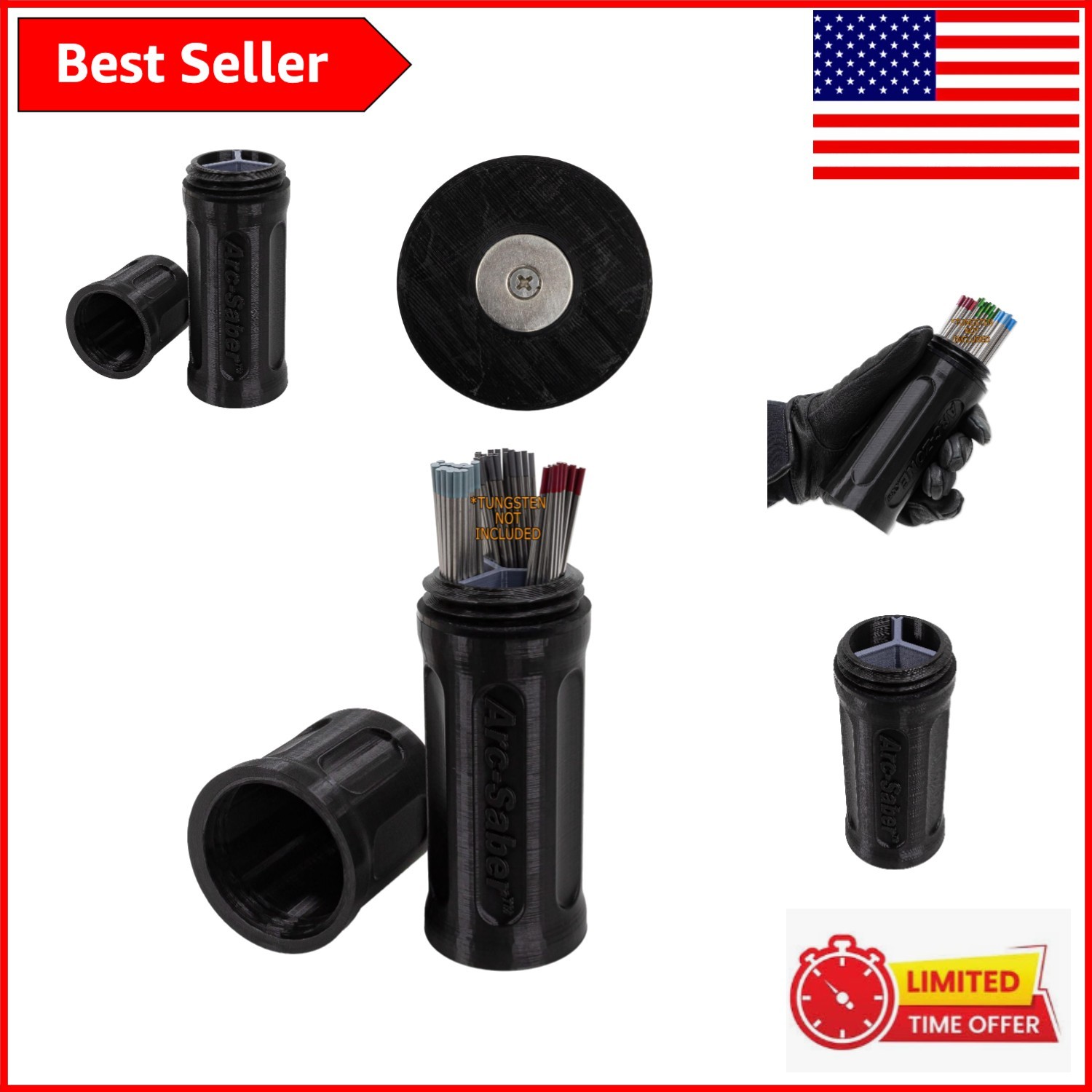 Super-Sized Arc-Saber Tungsten Electrode Storage with Magnetic Base – Durable…