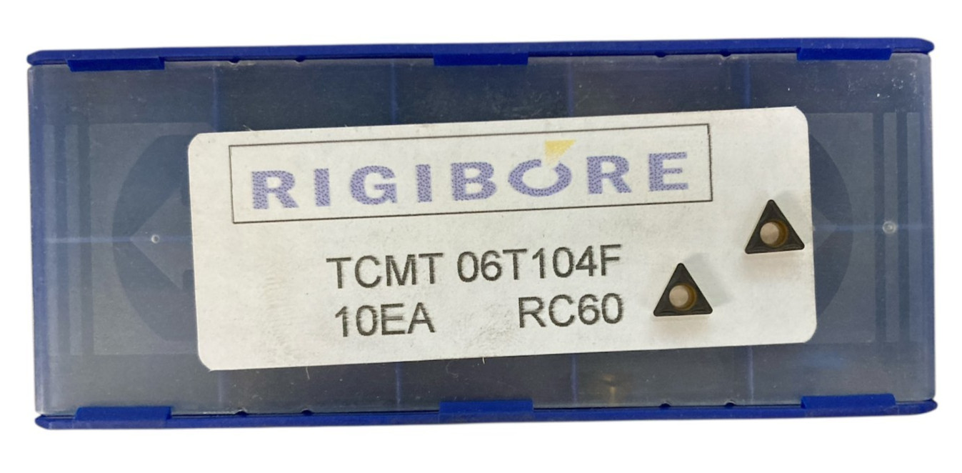 (10 Pcs) RIGIBORE TCMT 06T104F Grade: RC60 Carbide Inserts