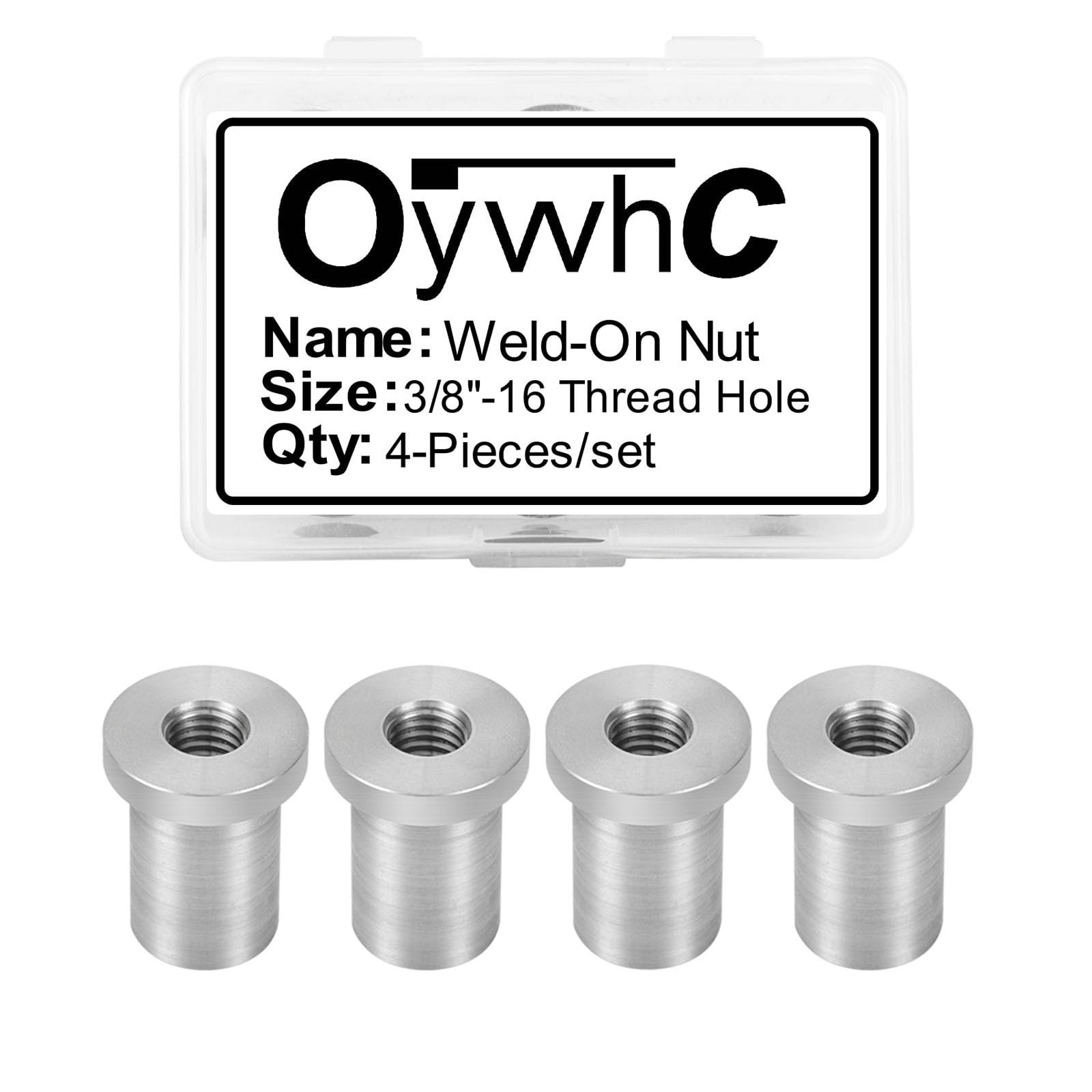 Weld-On Nut,3/8″-16 Thread Long Threaded Stepped Bung Female Weld Nut Steel C…