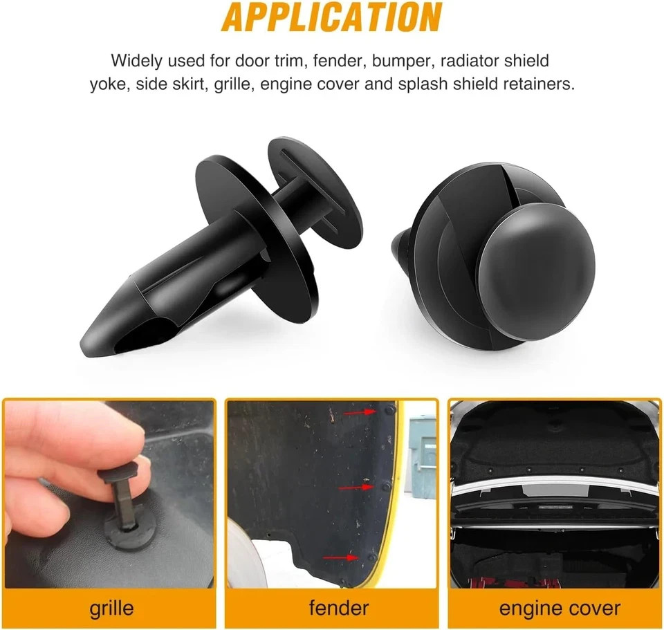 200Pcs Car Push Fender Clips Retainer Fasteners Bumper Rivet Assortment Kit