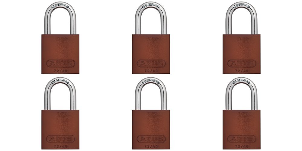 ABUS 19331 72/40 Aluminum Safety Padlock Keyed Alike 1 Inch Shackle 6 Count