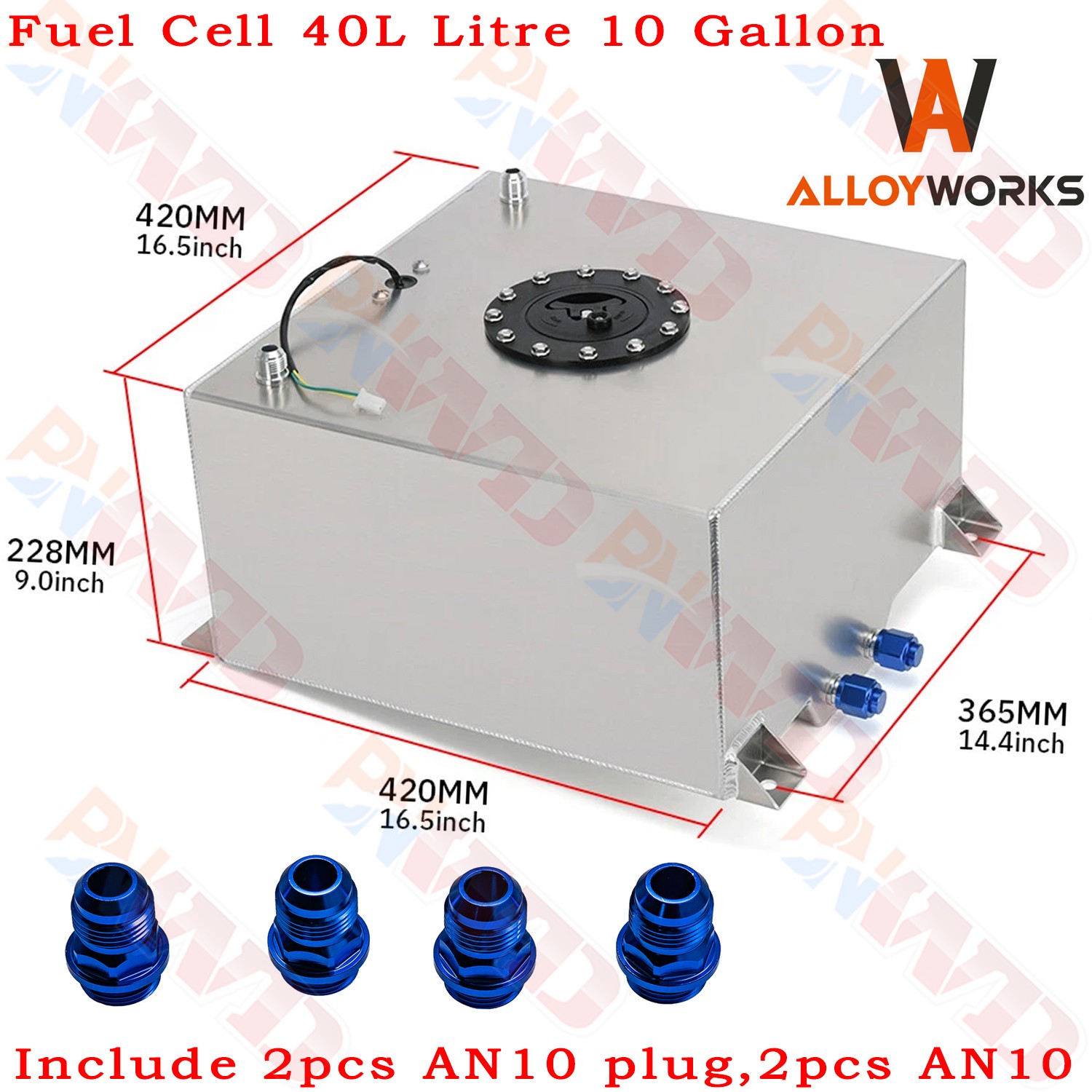 40L Litre 10 Gallon Aluminum Fuel Surge Cell Tank w/Cap Plug Sensor Foam Inside