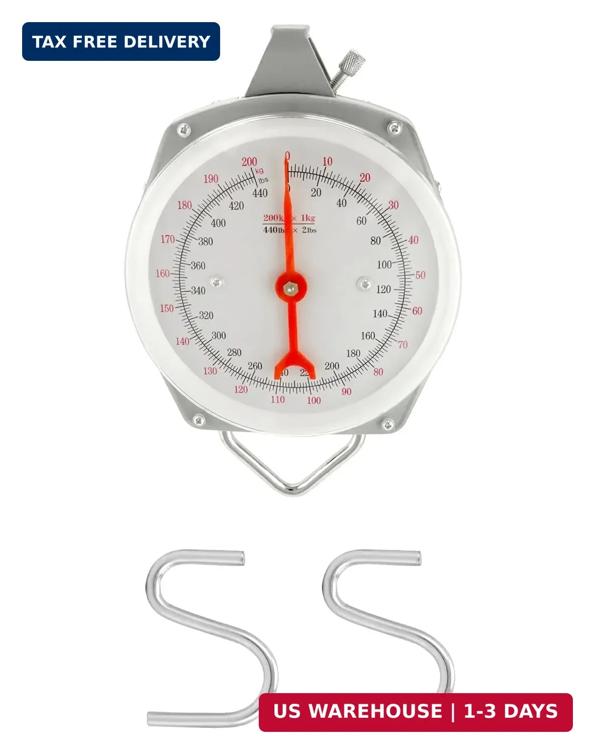 Precision Hanging Scale 440lbs 200kg Capacity Dual Unit Heavy Duty Hook Max Uses