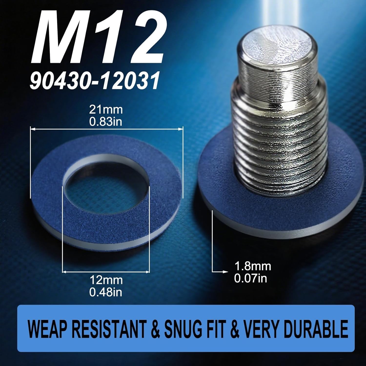 Oil Drain Plug Gasket Set of 24 M12 Aluminum Crush Washers for Automotive