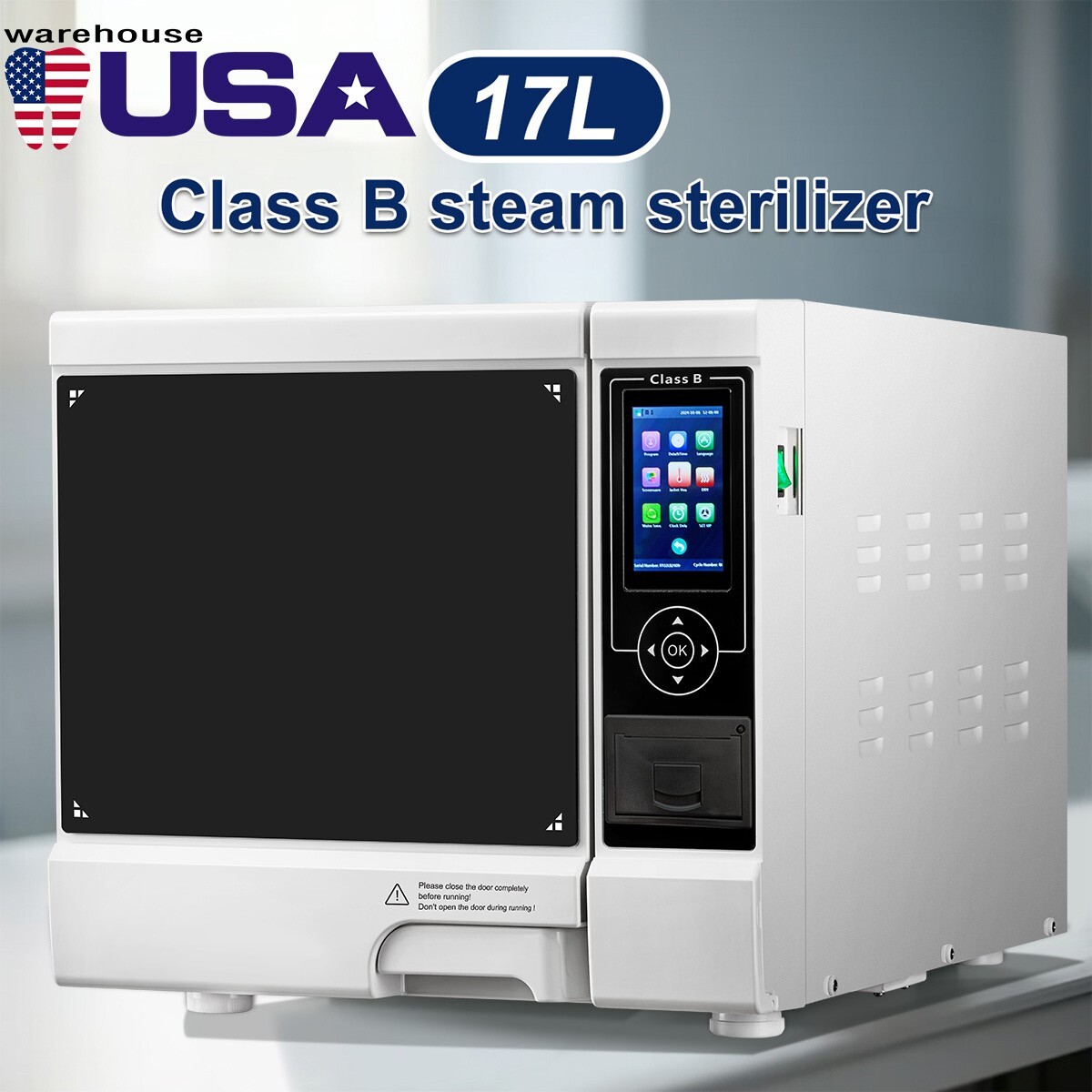 22L /18L Dental Autoclave Steam Sterilizer Class B Vacuum Sterilizer w/ Printer