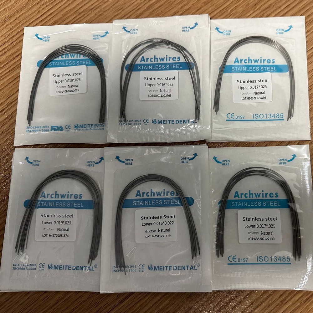 100Pc Dental Ortho S.S Arch Wire Round Rectangular Stainless Steel Wires Natural