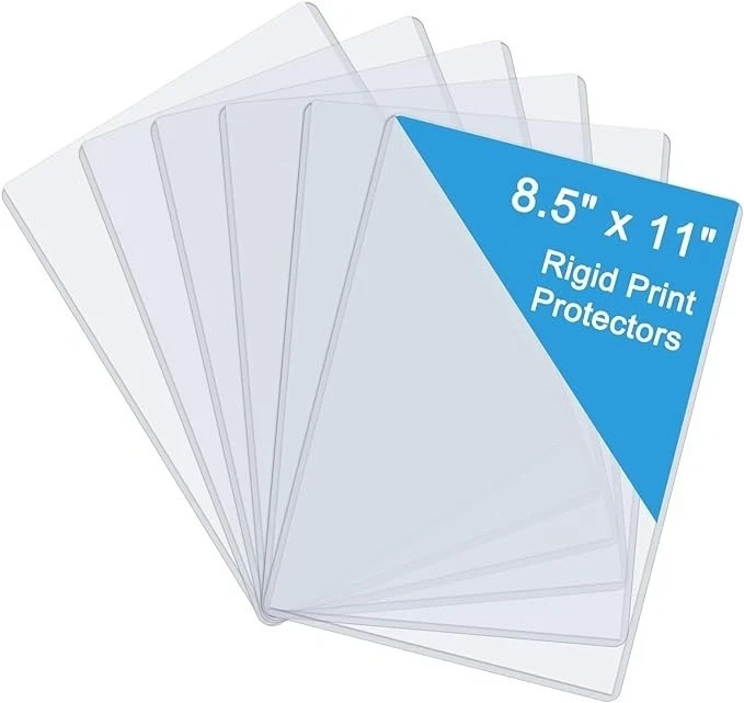 6 Pack 8.5″ x 11″ Rigid Print Protectors, Clear Waterproof Hard Plastic Page …