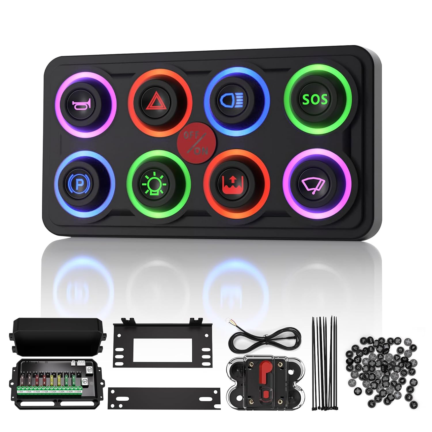 Switch Panel Upgraded Multicolored Toggle Momentary Pulse Switch Panel,Electroni