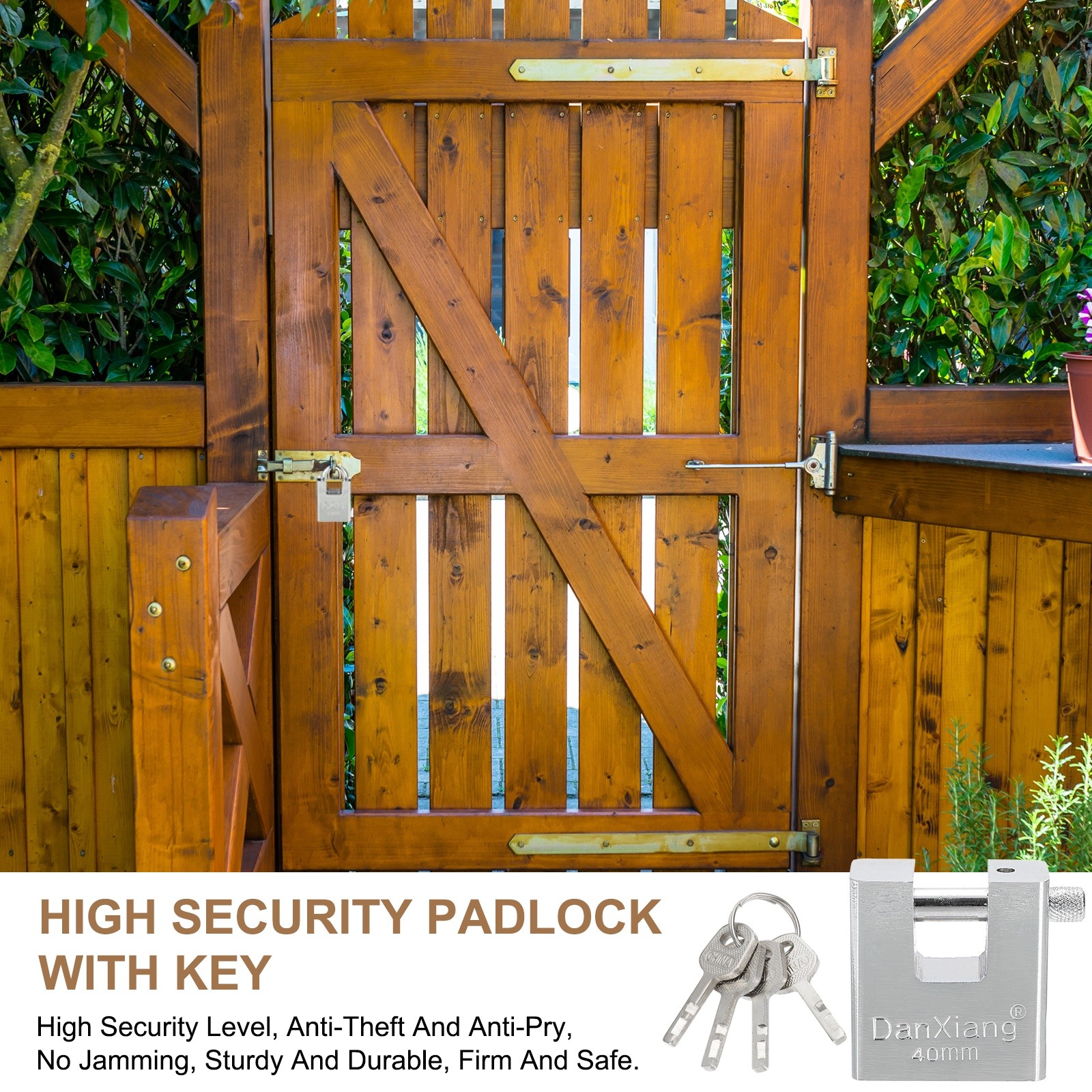 2Pcs 1.6″ High Security Padlock Steel D-Shaped Heavy Duty Locks w 4 Keys