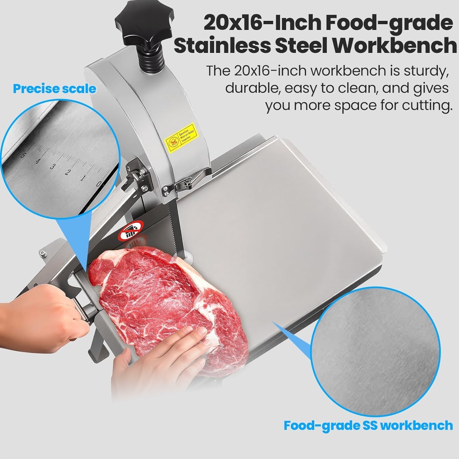 Electric Meat Bone BandSaw Machine 2500W Frozen Meat Slicer Cutter w/ 8 Blades