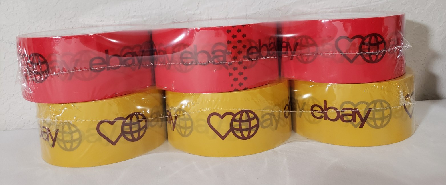6 Rolls eBay Branded Packing Shipping Tape 2″ x 75 Yards Each Roll Red Yellow