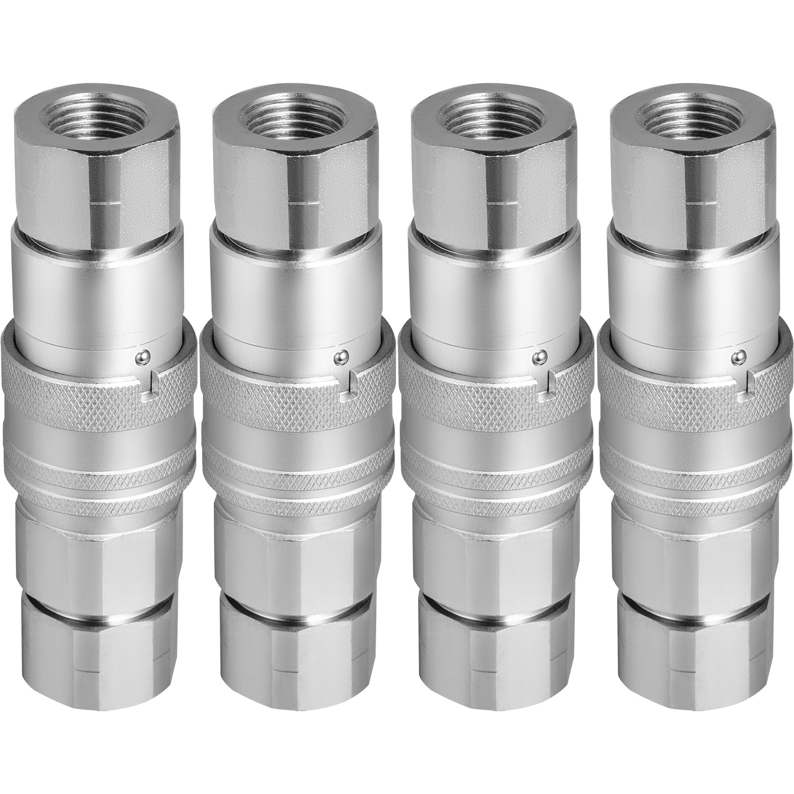 VEVOR 4 Sets 1/2″ Flat Face Hydraulic Coupler Quick Connect Skid Steer Bobcat