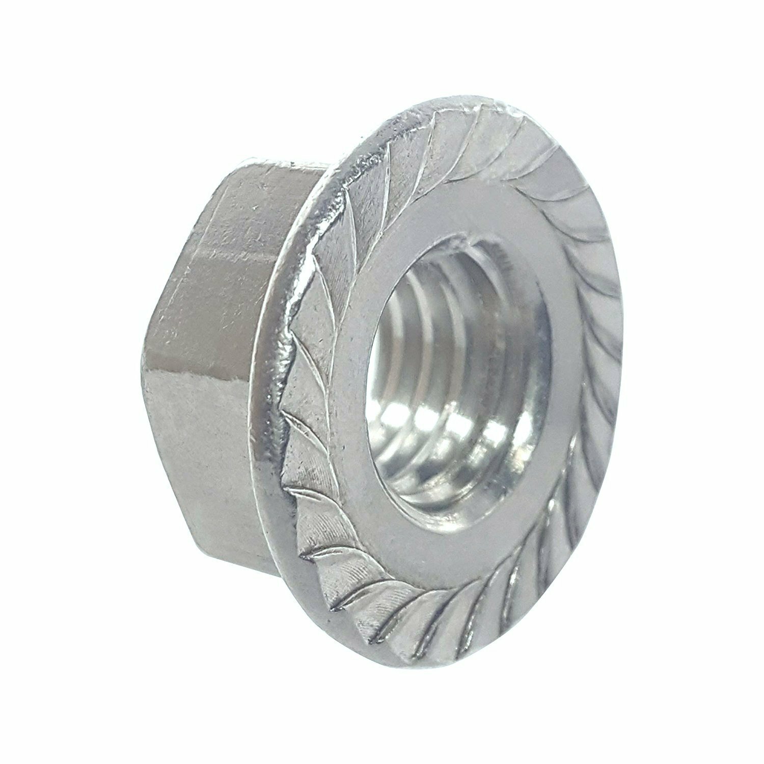 FLANGE NUTS SERRATED 1/4-20, 5/16-18, 3/8-16, ZCN3, Coarse ZINC PLATED STEEL HEX
