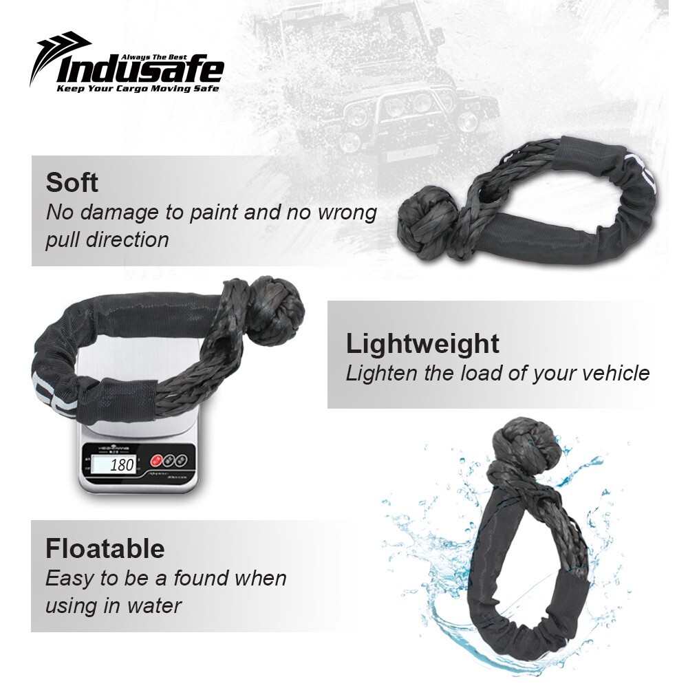 Soft Shackle Synthetic Recovery Rope 2PCS 1/2″x22″ 56000lbs Break Strength