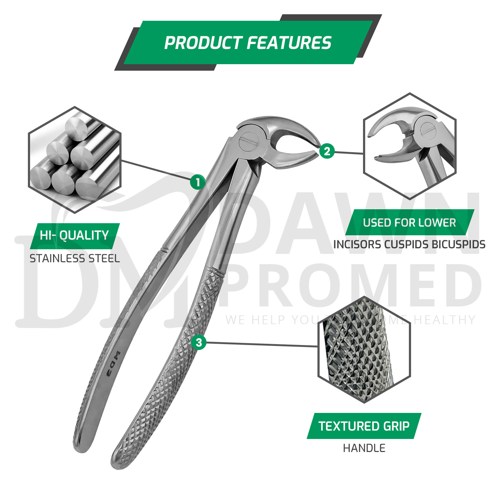 Dental Mead Forceps MD3 for Lower Incisors & Roots Teeth Extracting Surgical