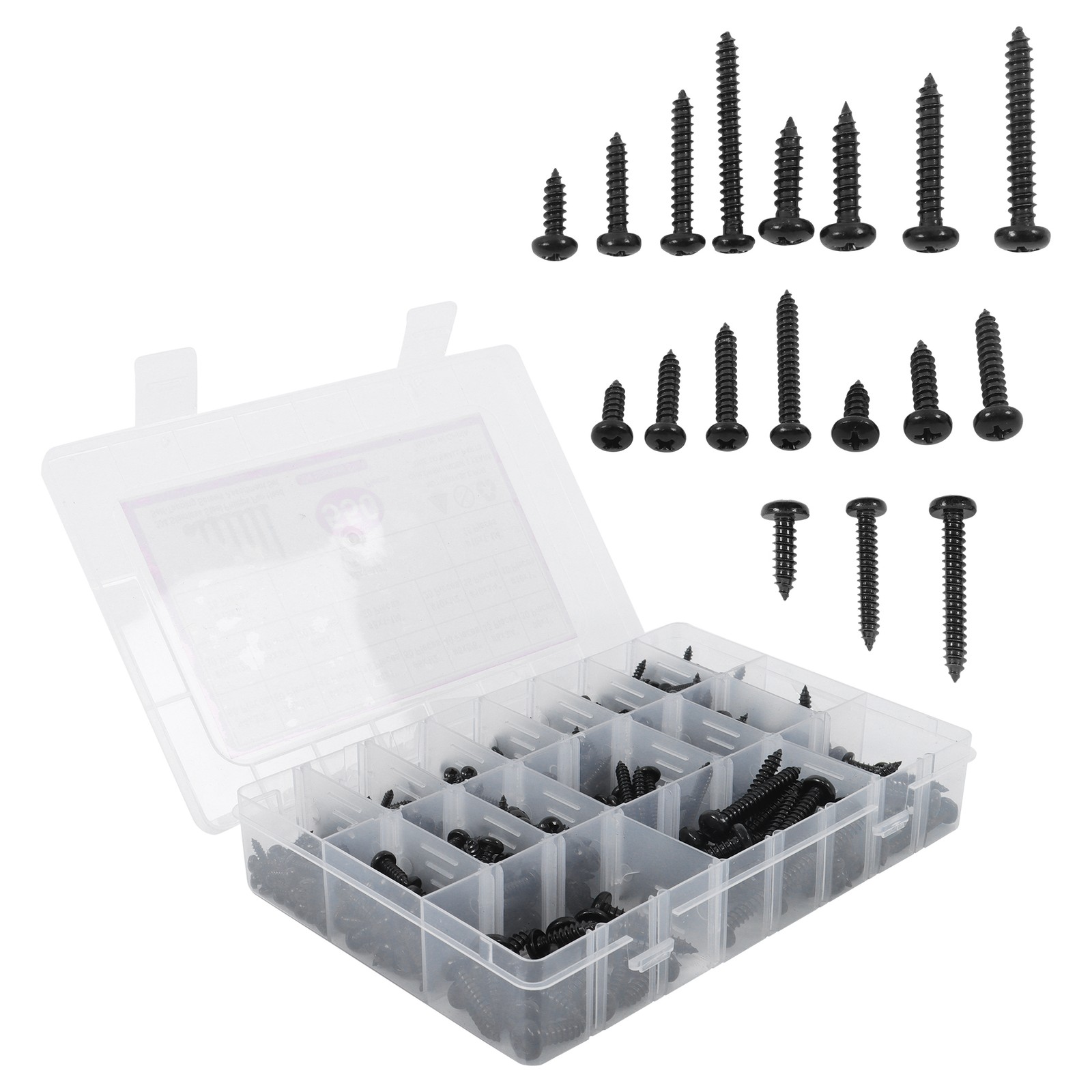 550Pcs 304 Stainless Steel Black Wood Screws, Phillips Pan Head Assortment Kit