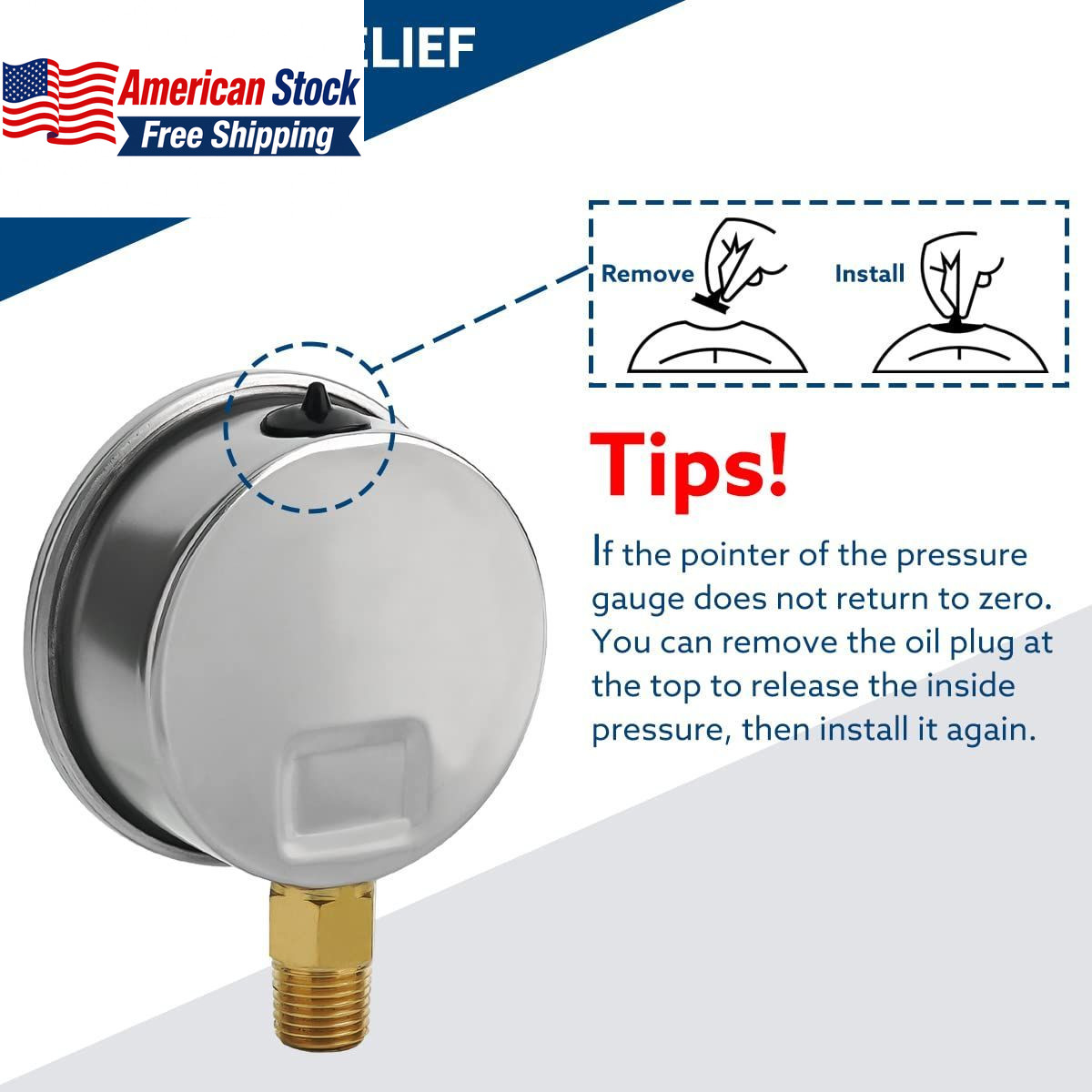 5000 PSI Liquid Filled Pressure Gauge 2.5in 1/4in NPT Stainless FROM USA