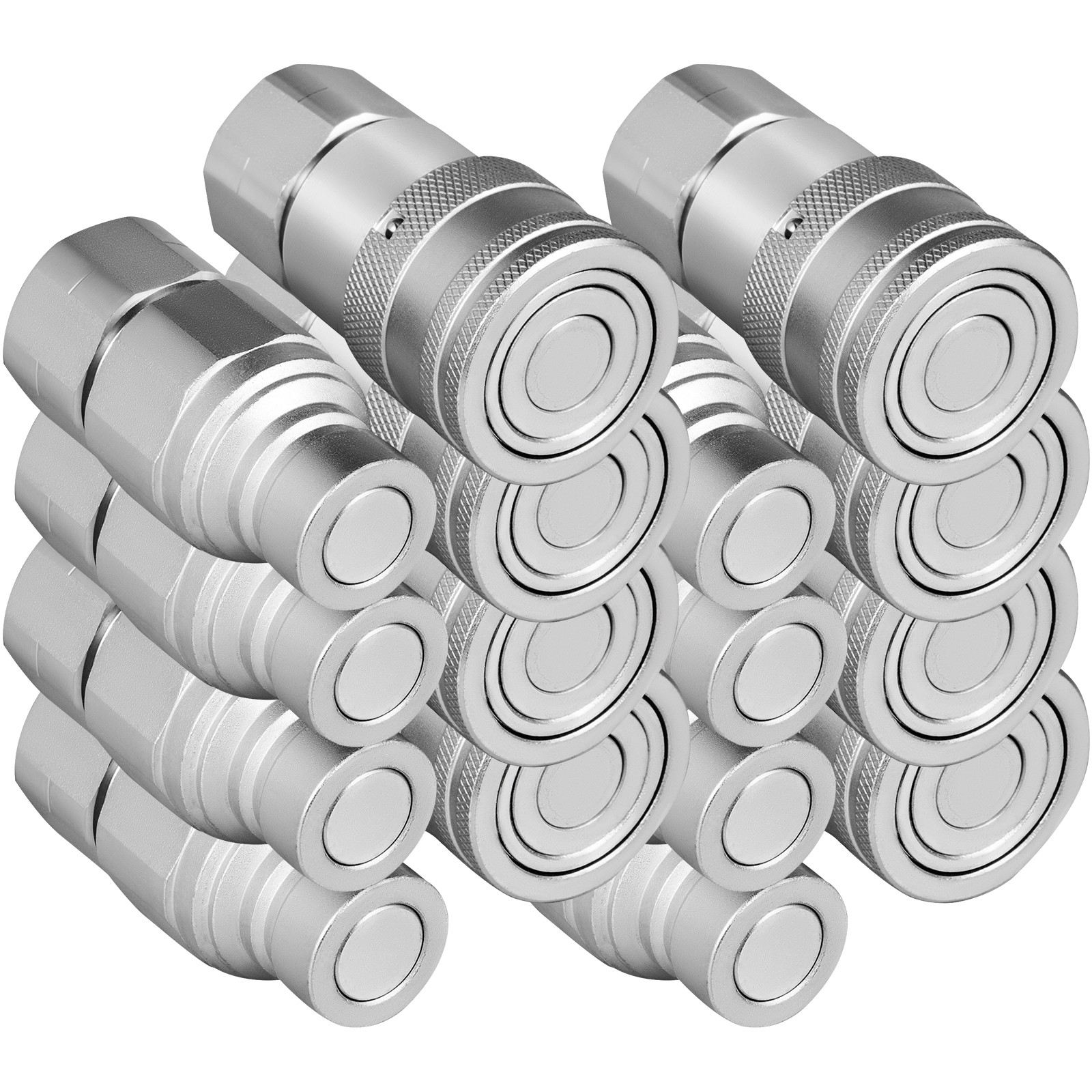 8 Sets 1/2″ NPT Skid Steer Flat Face Hydraulic Quick Connect Couplers for Bobcat