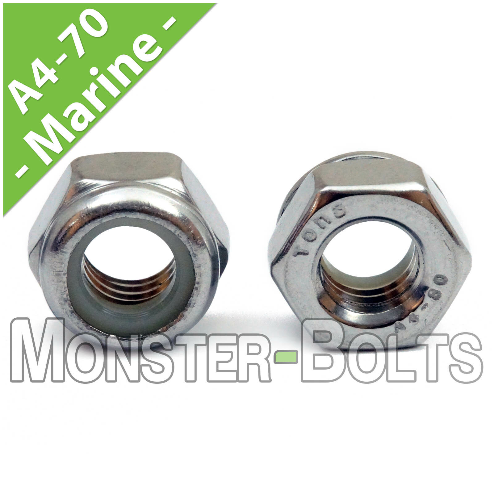 M3-0.50 Nylon Insert locking Nut, A4/316 Marine Grade Stainless Steel DIN 985