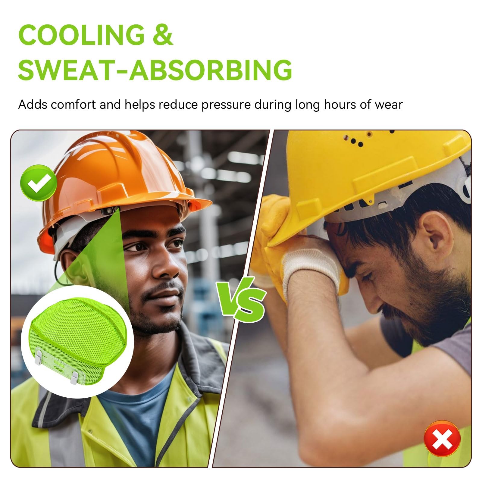Hard Hat Sweatband Cooling Liner Hard Hat Insert Liners Sweat Absorber Washable