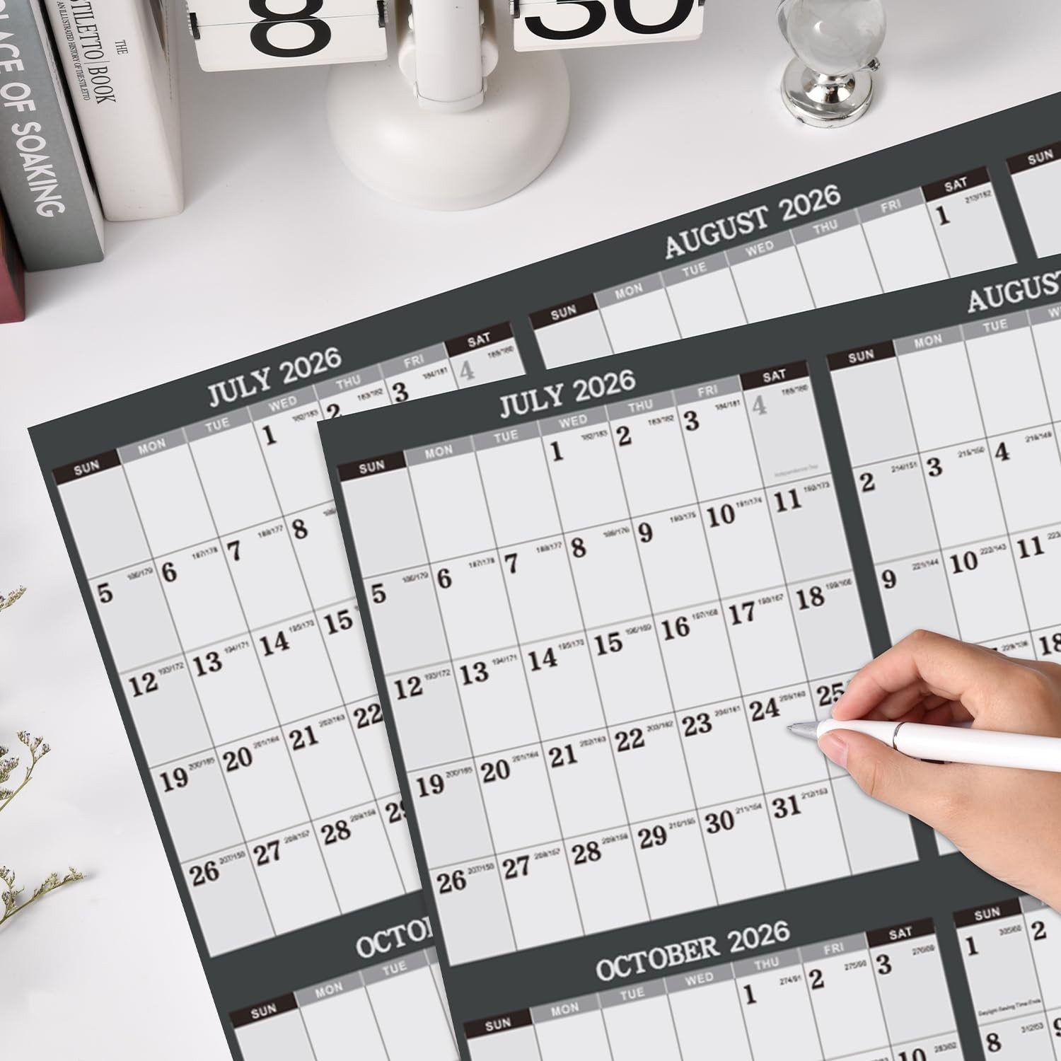 2026-2027 Yearly Wall Calendar – 26-27 34.3″ x 22.8″, gray