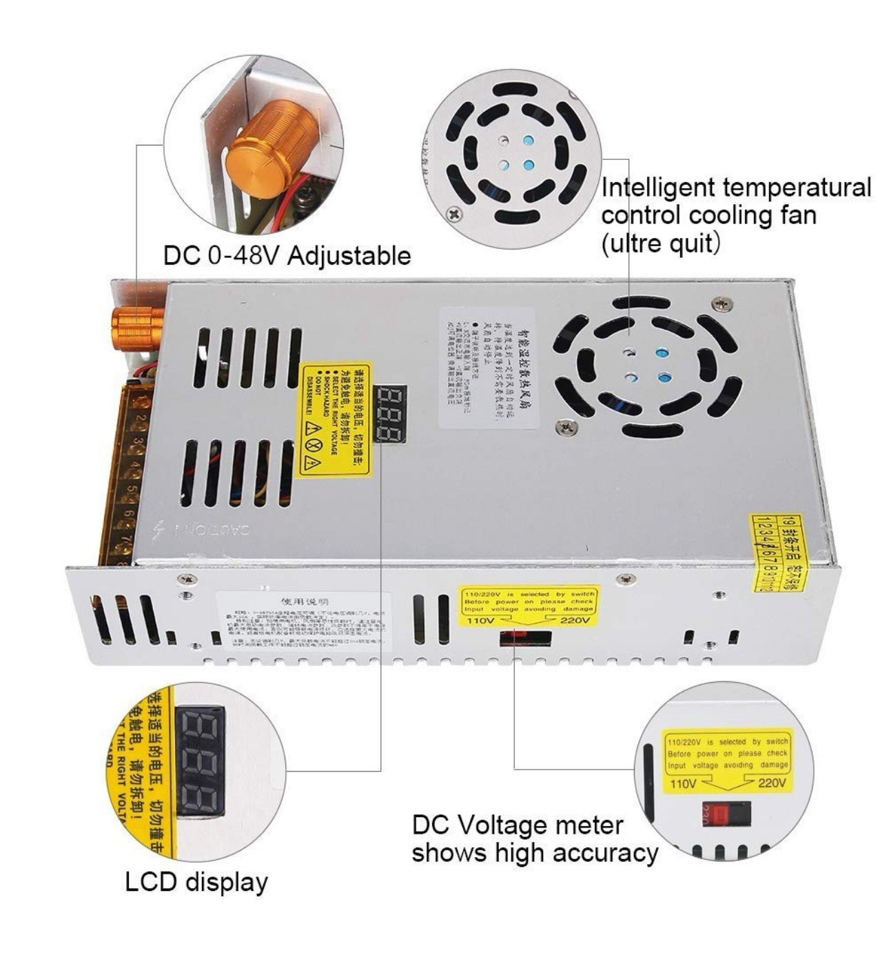 Adjustable Dc Power Voltage Converter Ac 110v220v To Dc 048v 10a Module Switchin