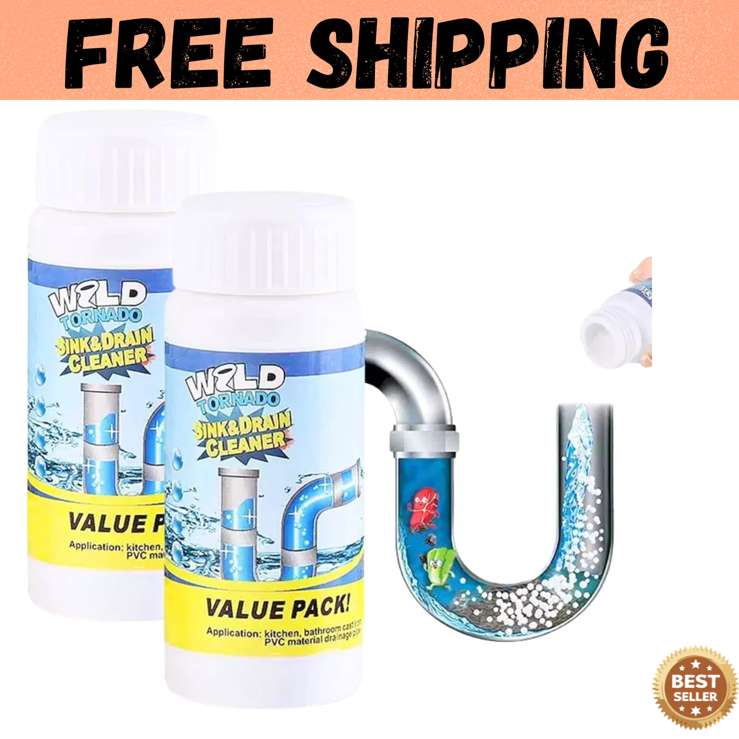 2 Pcs Sink and Drain Cleaner Wild Tornado Pipe Dredge Drain Cleaner