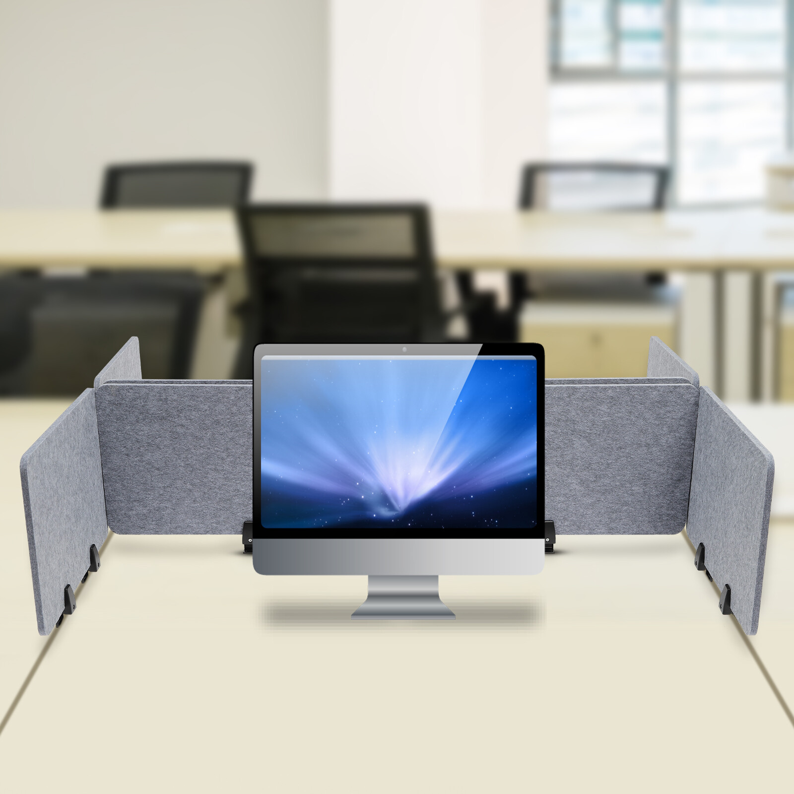 Stand Up Desk Acoustic Desk Divider Mounted Privacy Panel (Gray, 23.6″ x 16″)