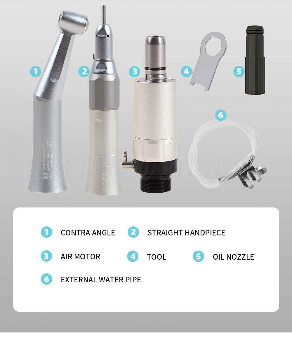 NSK Style Dental Slow Low Speed Handpiece Straight Contra Angle Air Motor 4Holes