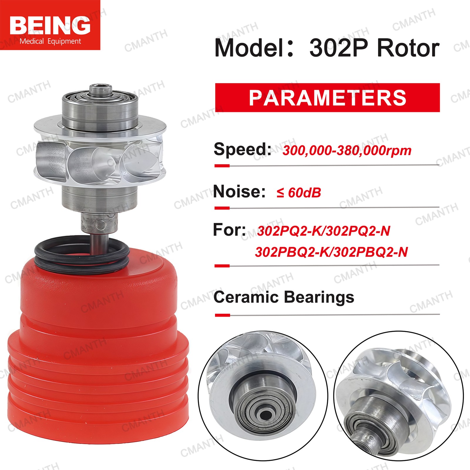 BEING Dental LED Quick Coupling 4/6 Hole Spare Rotor For Hige Speed Handpiece